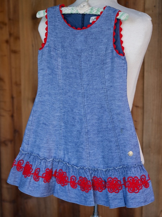 Pili Carrera Other - Pili Carrera 100% Linen Heather Blue Sleeveless Mini Dress Made In Spain Kids 6
